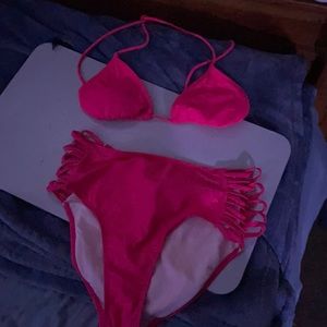 Hot pink , high waisted swimsuit